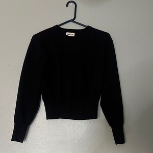 Open Edit Women's Classic Black Crew Neck Sweater